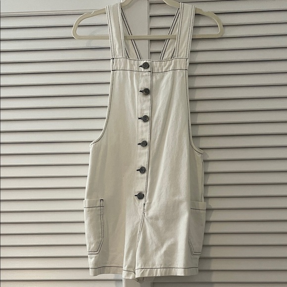 BDG Urban Outfitters White Button-Front Women's Overalls - Picture 1 of 3